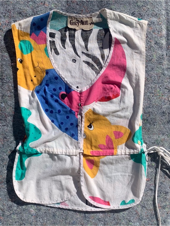 Grey Ant Tops - Designer Grey Ant cotton pinafore apron style top w/ a colorful animal print